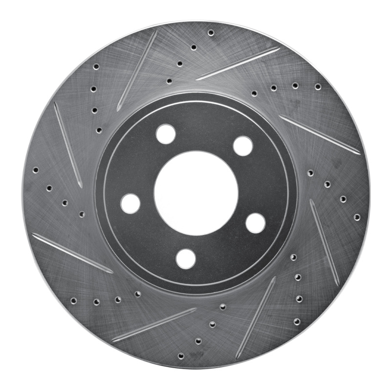 Ford Crown Victoria Brake Rotor (1) - Front Left - R1 Concepts - Drilled & Slotted - Silver - `03-`11